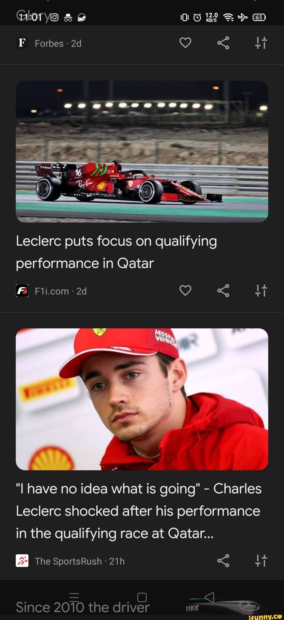 Glorye & IF Forbes - Leclerc puts focus on qualifying performance in Qatar  have no idea what