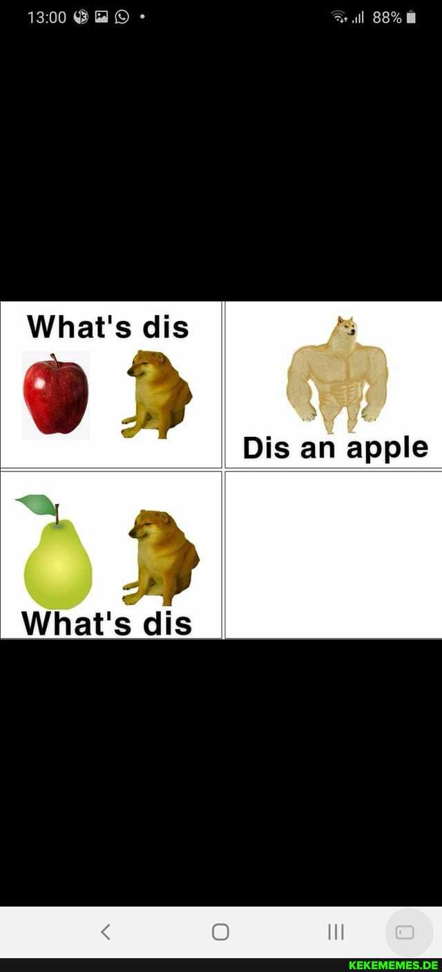 est I
What's dis
Dis an apple
What's dis
