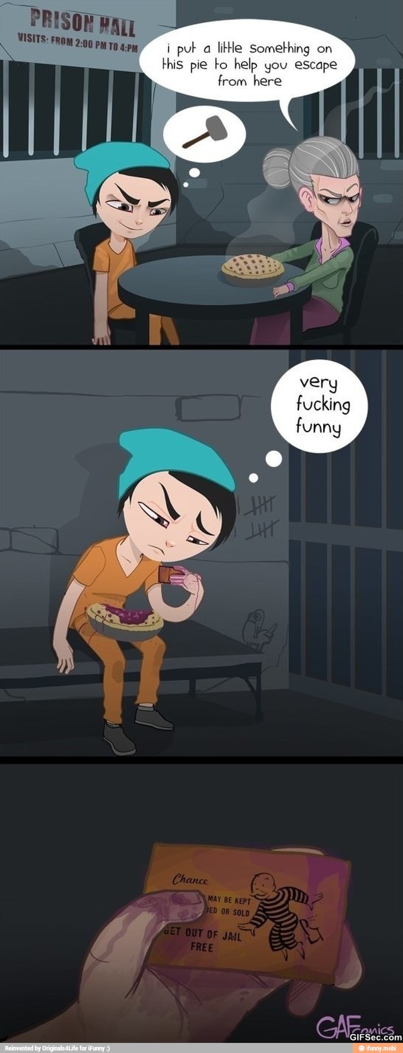 VISITS: From 2:00 Pm to 4PM i
put a
little Something on
this pie to help you escape
from here