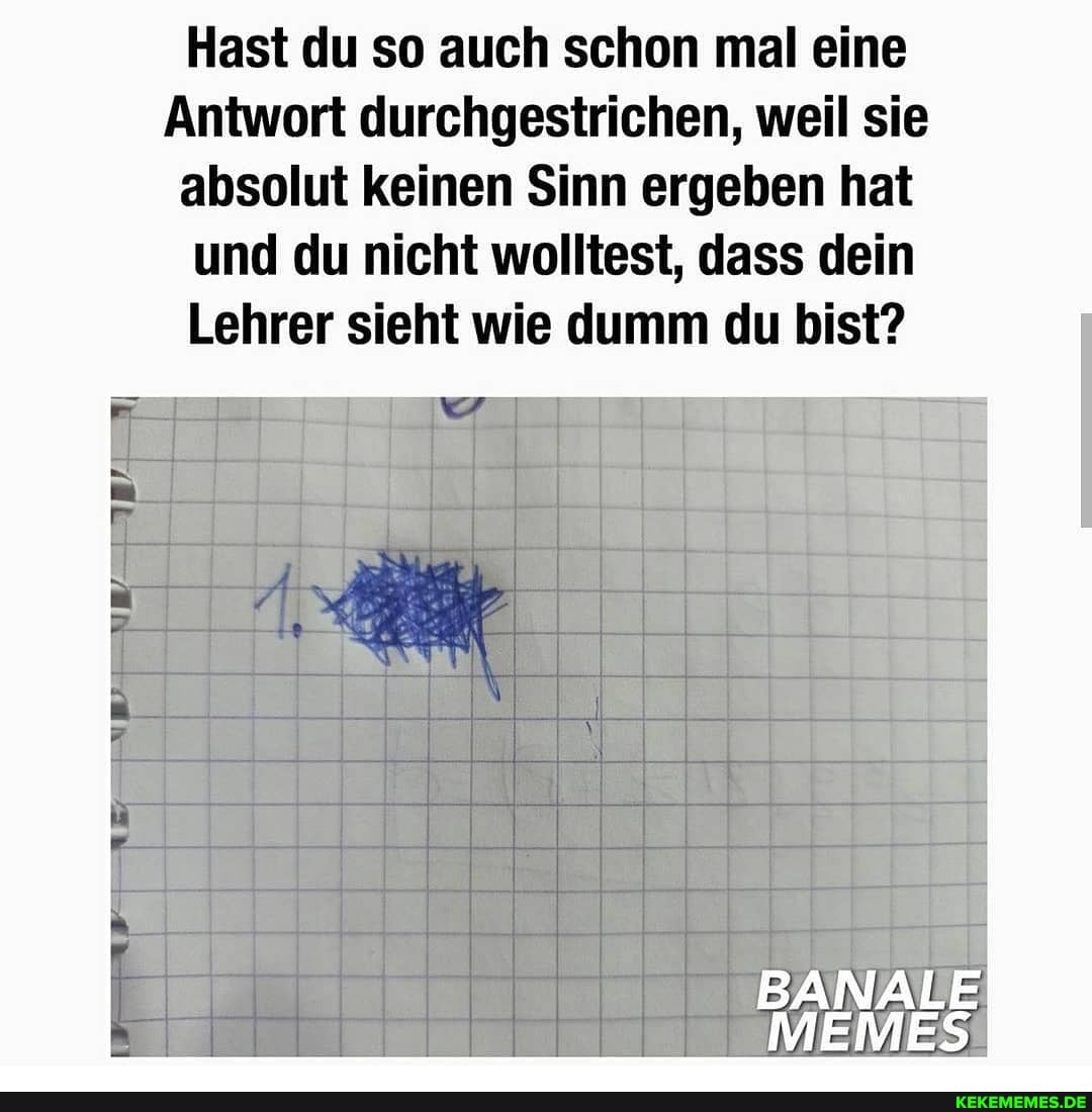 Hast du so auch schon mal eine
Antwort durchgestrichen, weil sie absolut keinen Sinn ergeben hat und du nicht wolltest, dass dein
Lehrer sieht wie dumm du bist?