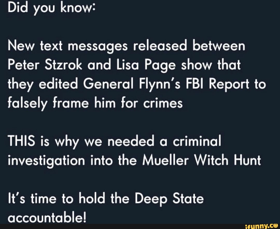 Did you know! New text messages released between Peter Stzrok and Lisa ...