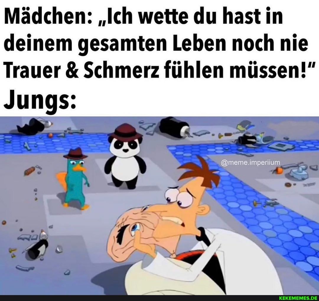 Mädchen: "Ich wette du hast in deinem gesamten Leben noch nie
Trauer & Schmerz fühlen müssen!"
mper um
Jungs: