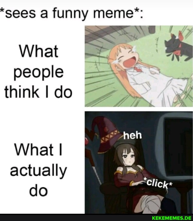 sees a funny meme*: What people think I do What I actually do Click+
