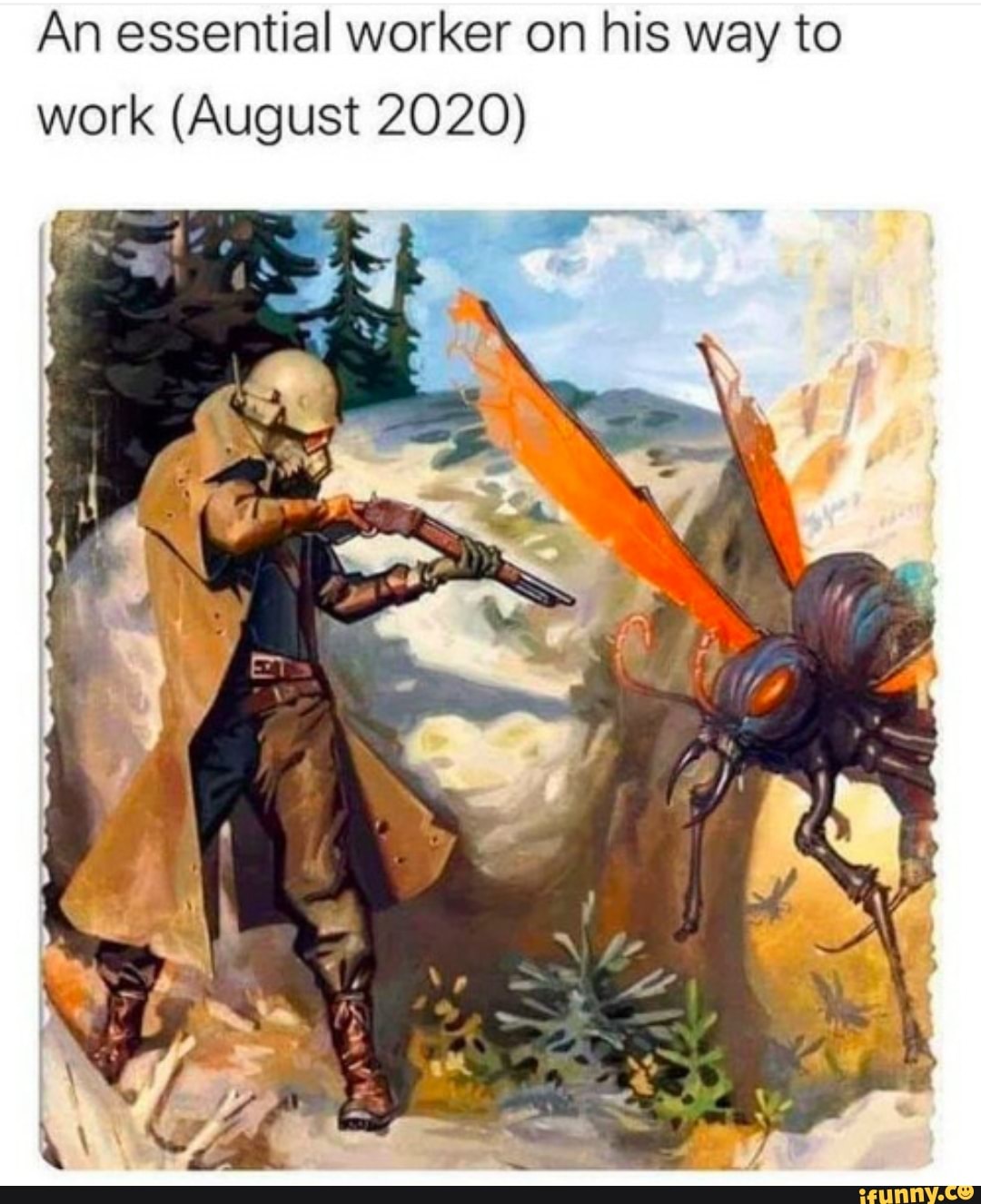 An essential worker on his way to
work (August 2020)