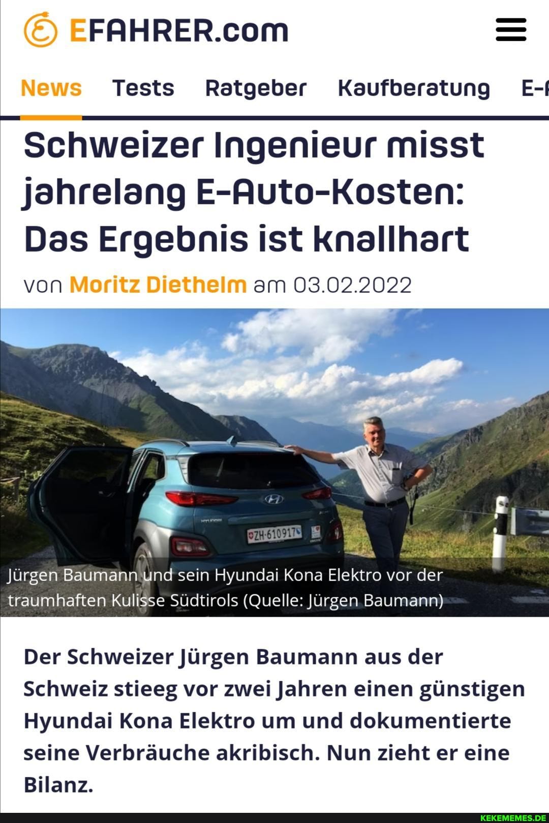 News Tests Ratgeber Kaufberatung E-I Schweizer Ingenieur misst jahrelang E-Auto-