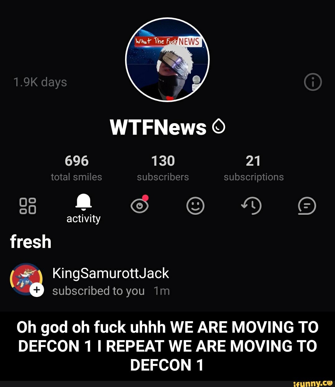 Oh god oh fuck uhhh WE ARE MOVING TO
DEFCON 1 I REPEAT WE ARE MOVING TO
DEFCON 1 - Oh god oh fuck uhhh WE ARE MOVING TO DEFCON 1 I REPEAT WE ARE MOVING TO DEFCON 1