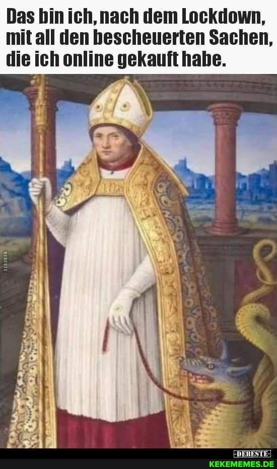 Das bin ich, nach dem Lockdown, mit all den bescheuerten Sachen, die ich online gekauft habe.