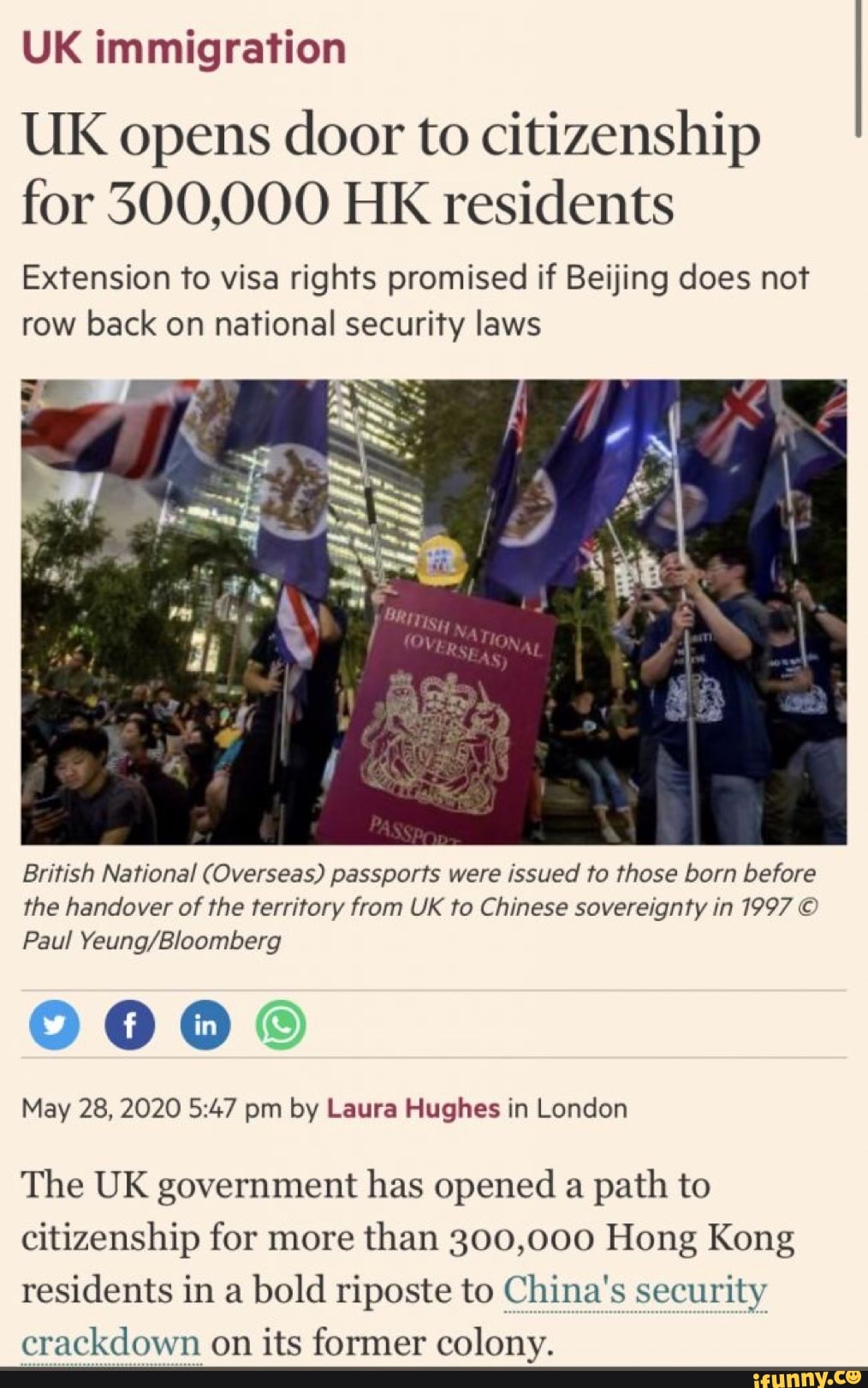 UK Opens Door To Citizenship For 300,000 HK Residents Extension To Visa ...