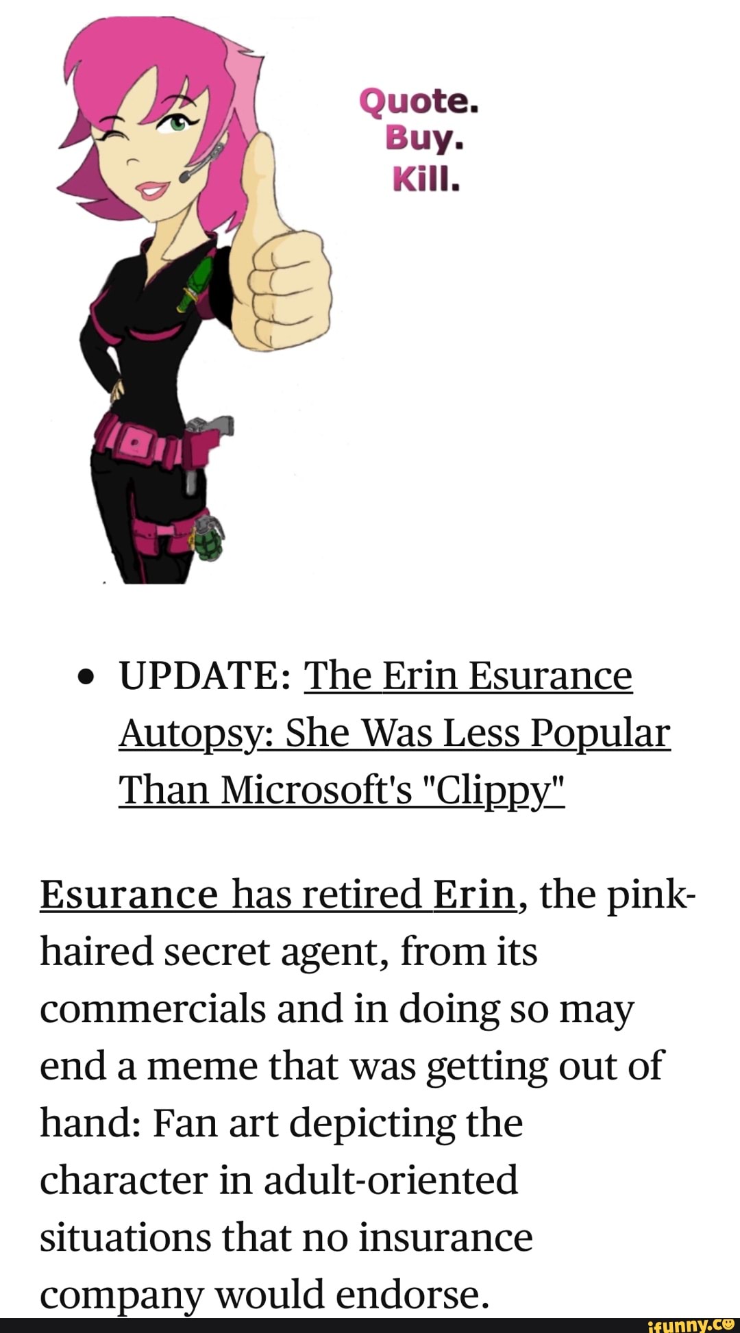 Erin esurance retired