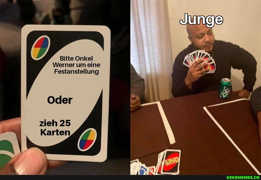 Junge
Bitte Onkel
Werner um eine
Festanstellung
Oder