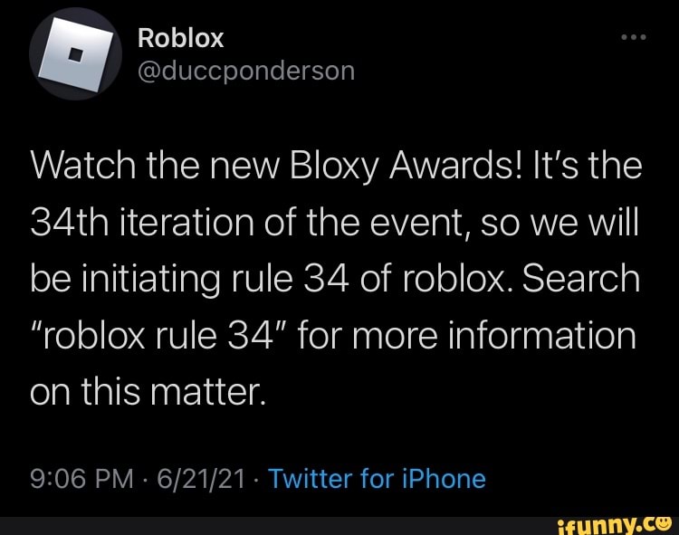 Roblox Watch The New Bloxy Awards It S The 34th 1 