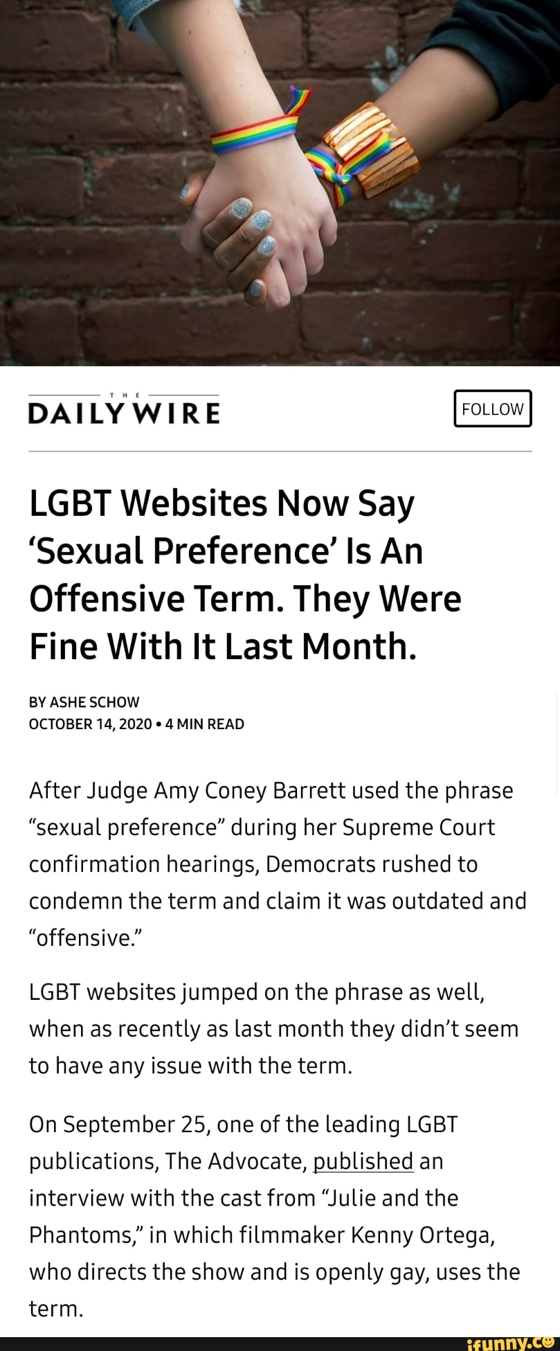 DAILY WIRE LGBT Websites Now Say 'Sexual Preference' Is An ...