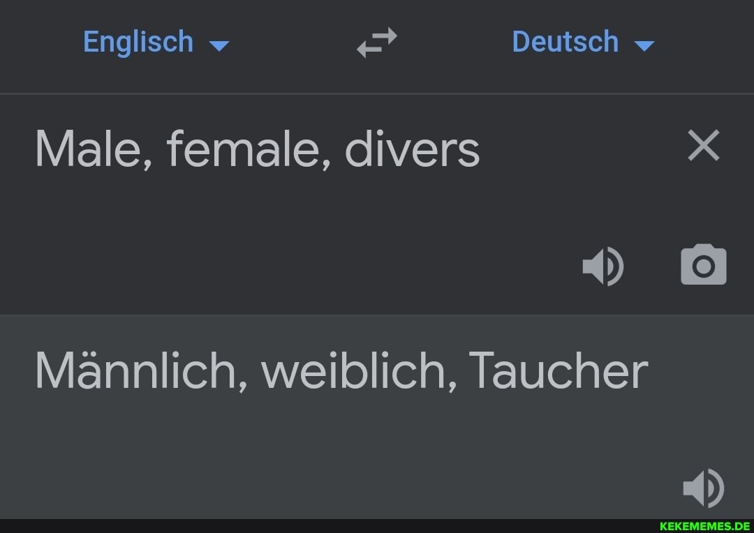 Englisch Deutsch Male, female, divers Männlich, weiblich, Taucher