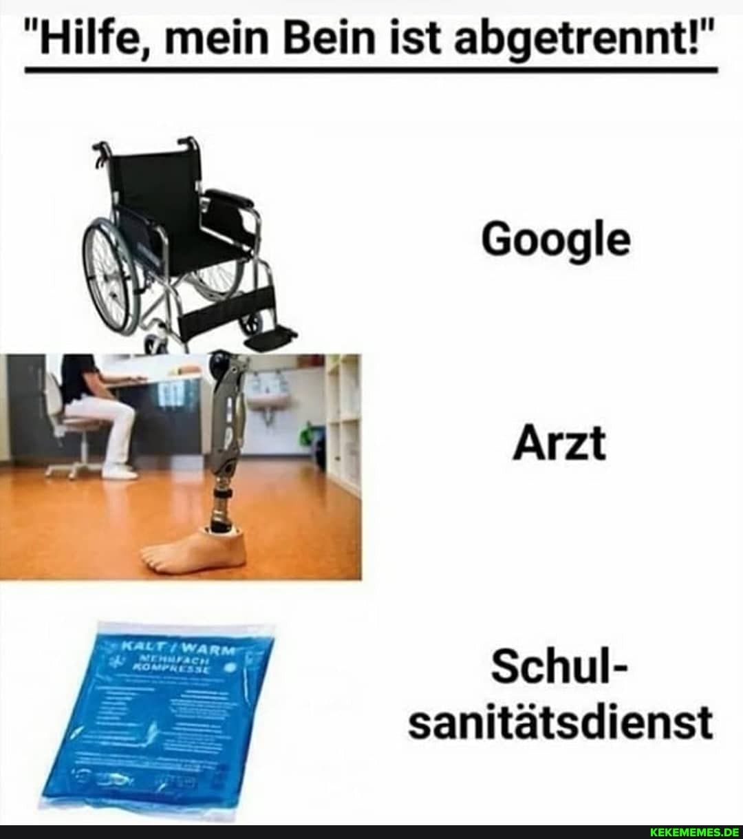 "Hilfe, mein Bein ist abgetrennt!"
Google
Arzt
Schul- sanitätsdienst