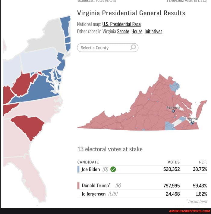 Virginia Presidential General Results National map U.S. Presidential