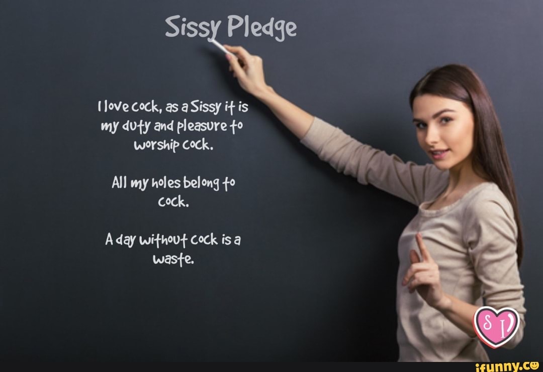 Sissy Pledge (Jove cock, as Sissy it is my duty and pleasure worship Cock,  All my holes belong +o cock, A day without Cock is waste. - iFunny