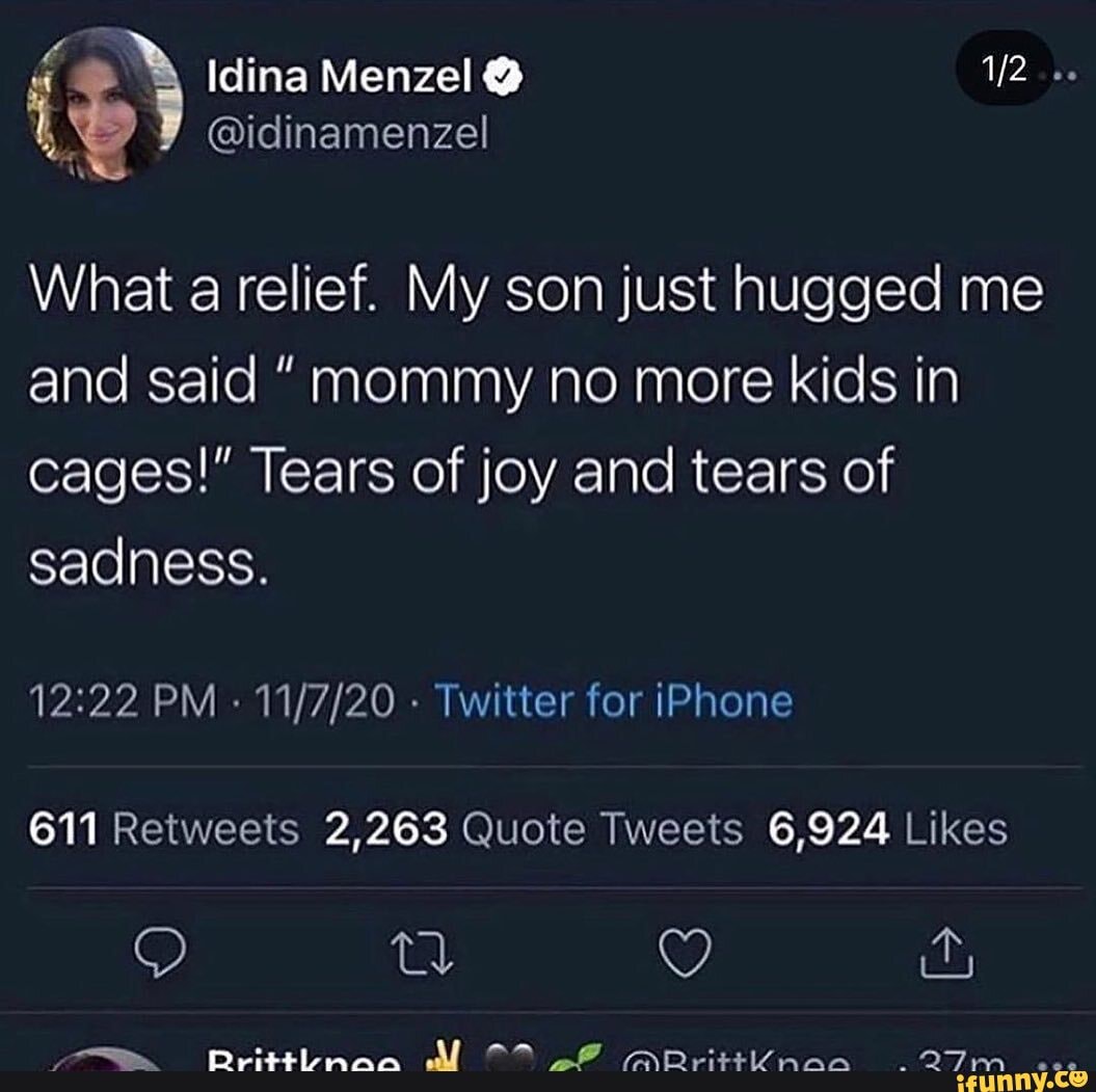 Dina Menzel @idinamenzel What a relief. My son just hugged me and said ...