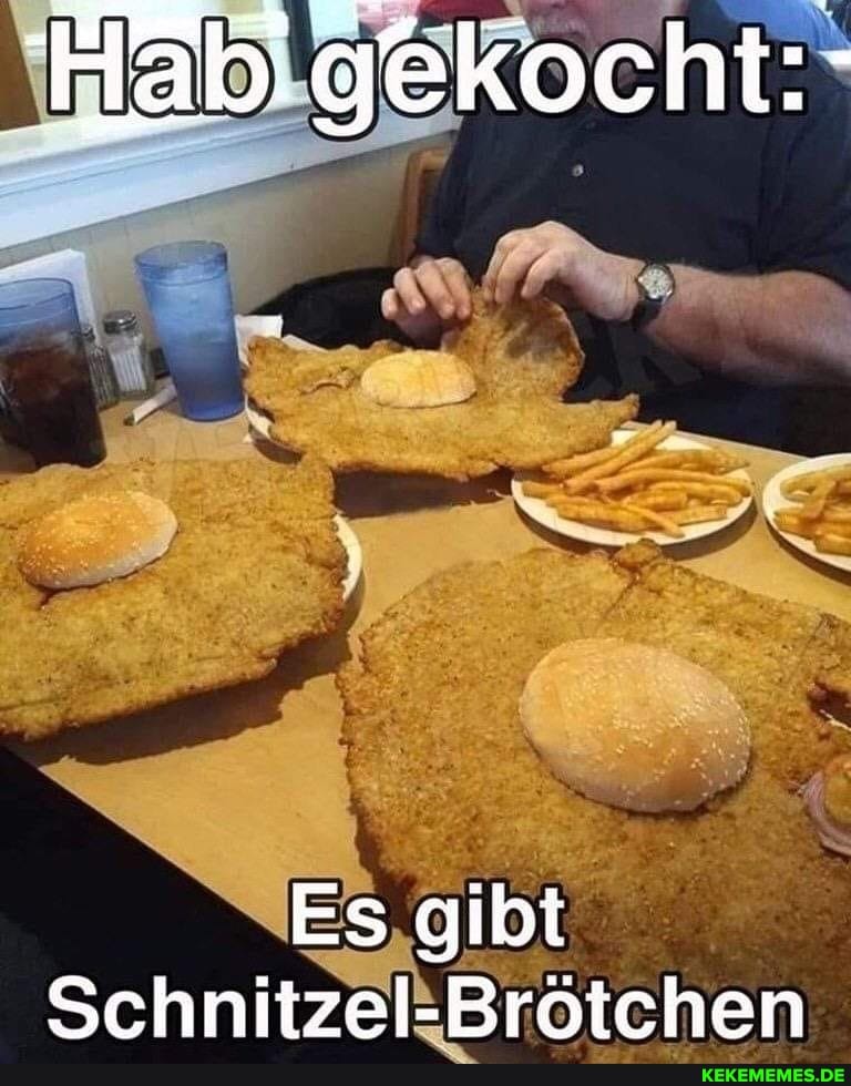 Es gibt
Schnitzel-Brötchen