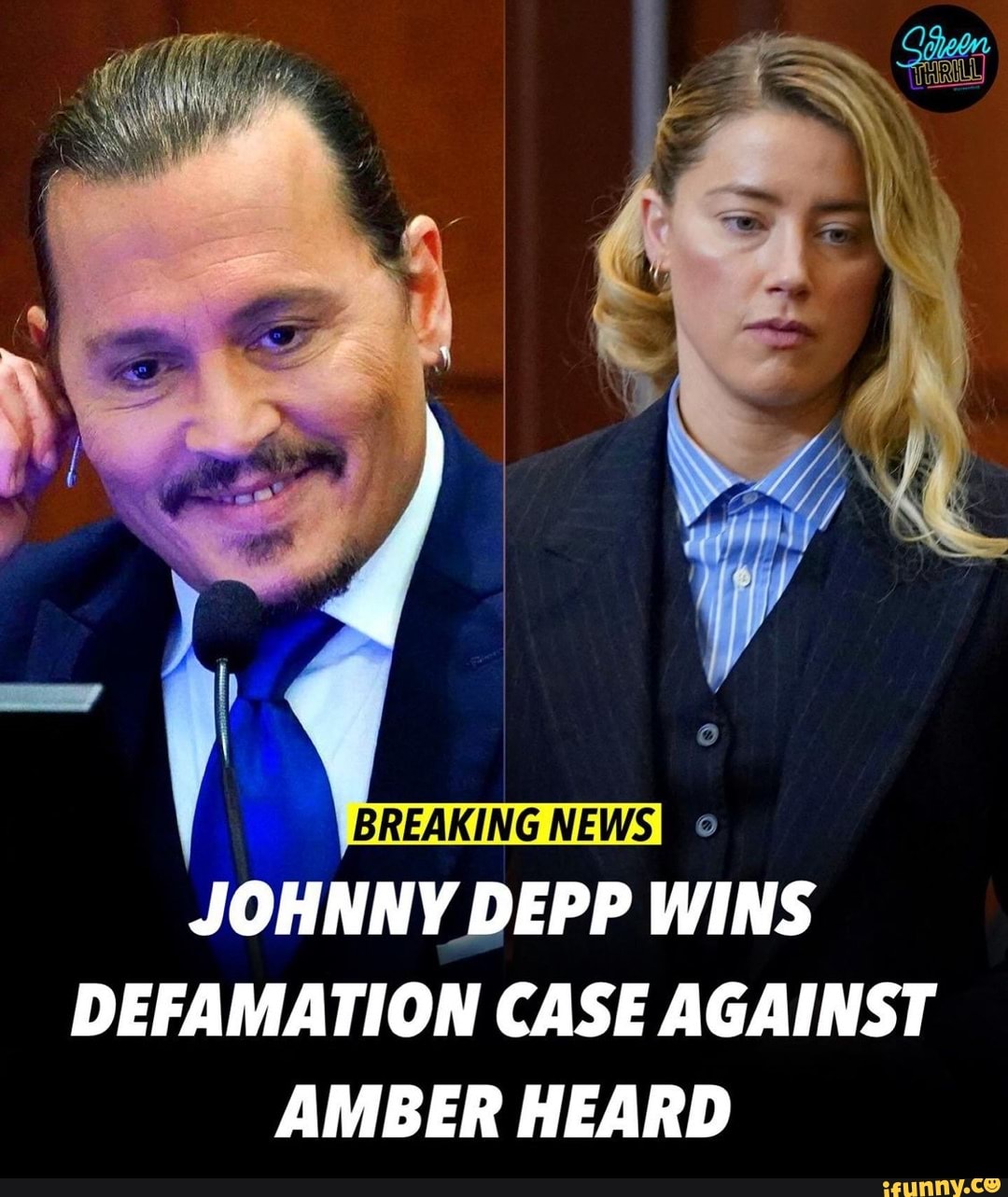 NEWS JOHNNY DEPP WINS DEFAMATION CASE AGAINST AMBER HEARD - iFunny