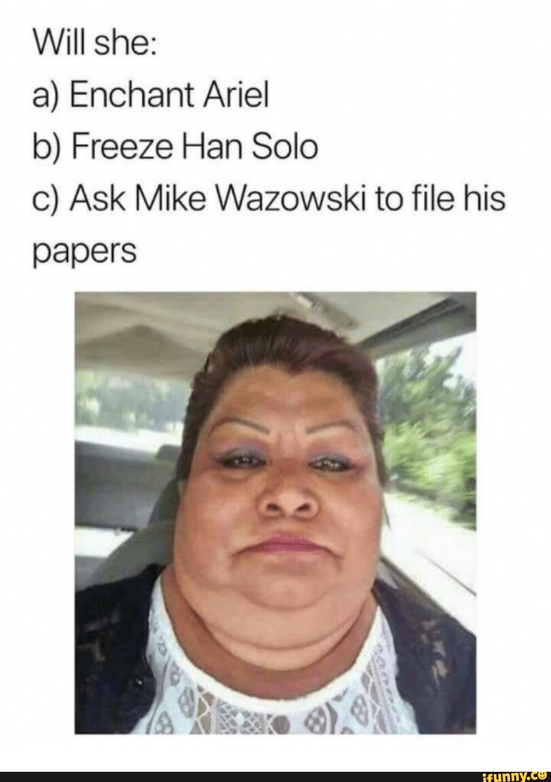 Will She: A) Enchant Ariel B) Freeze Han Solo 0) Ask Mike Wazowski To ...