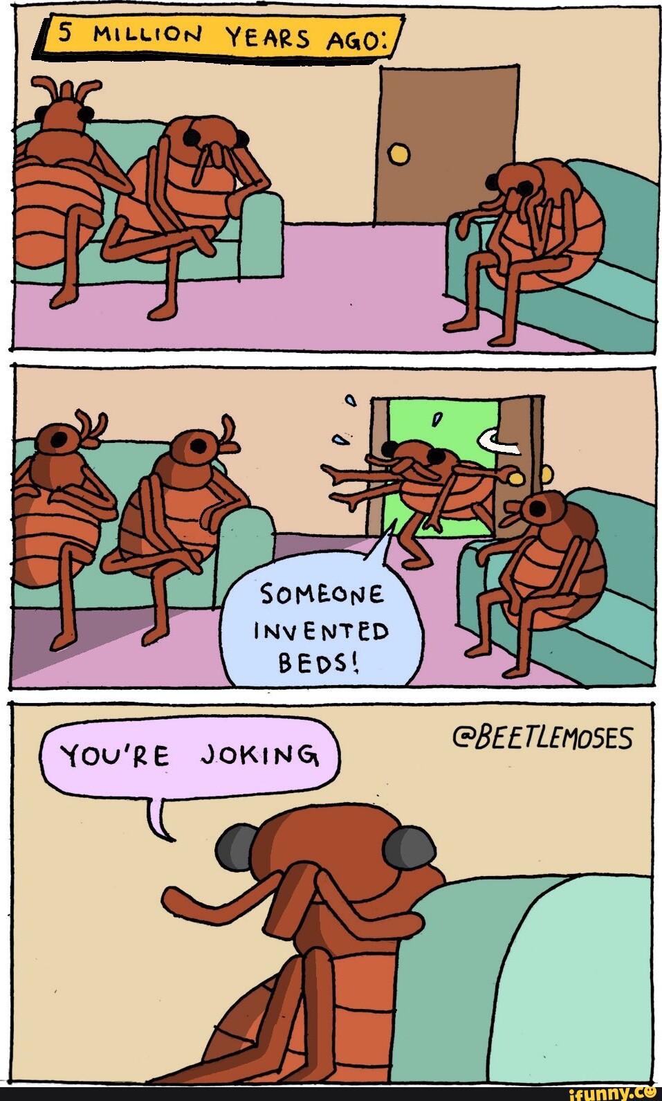 BEETLEMOSES I someone INVENTED BEDS! In MILLION YEARS AGO? iFunny Brazil