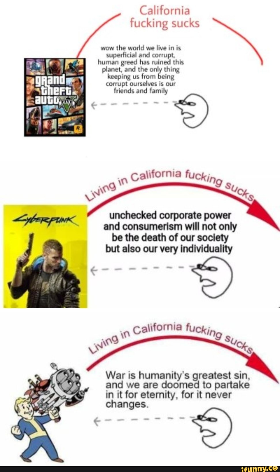 California fucking sucks wow the world we live in is superficial and corrup...