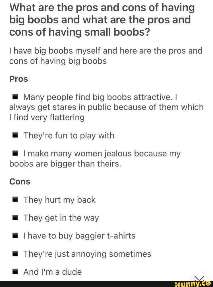 What Are The Pros And Cons Of Having Big Boobs And What Are The Pros And Cons Of Having Small 
