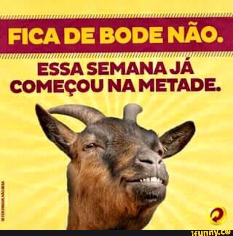 FICADE BODE NÃO.
ESSASEMANAJÁ
COMECOU NA METADE.