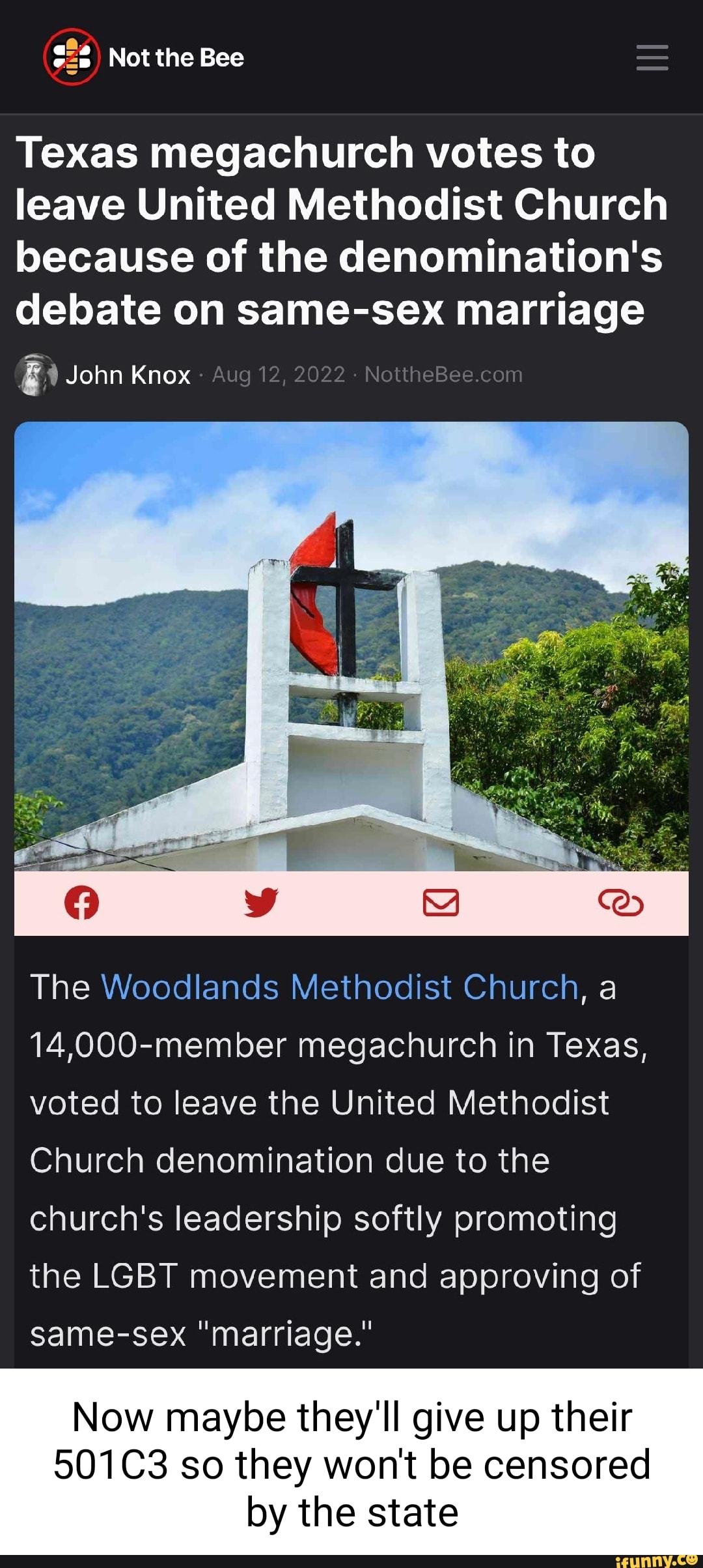 28 Not The Bee Texas Megachurch Votes To Leave United Methodist