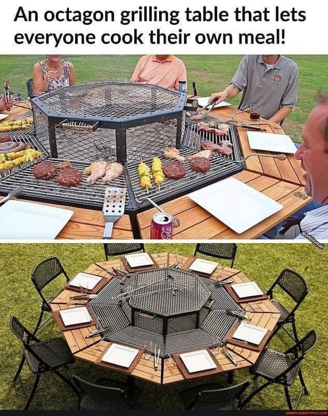 An octagon grilling table that lets
everyone cook their own meal!