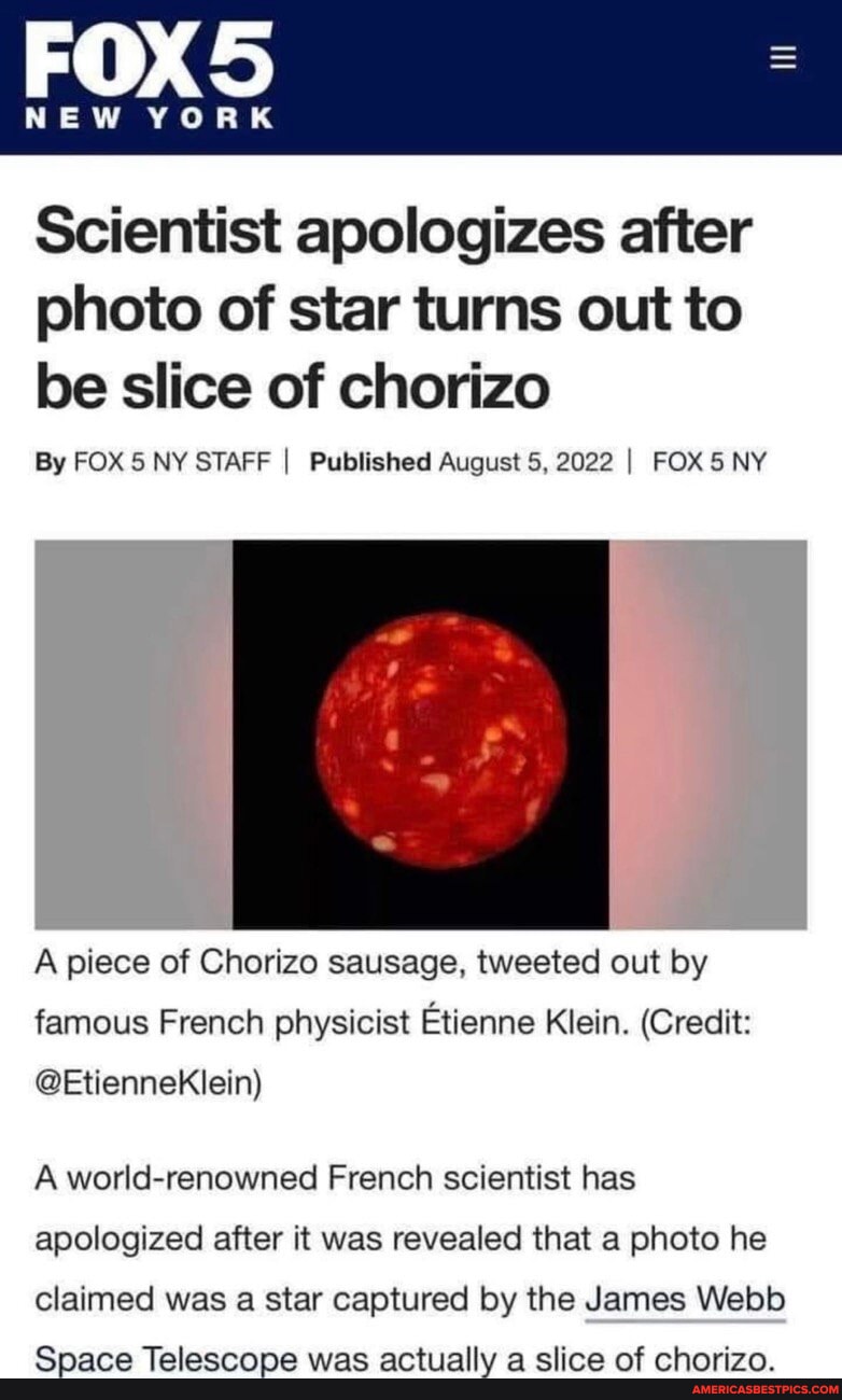 Scientist apologizes after photo of star turns out to be slice of