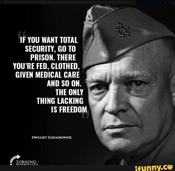 IF YOU WANT TOTAL SECURITY, GO TO PRISON. THERE YOU'RE FED, CLOTHED ...