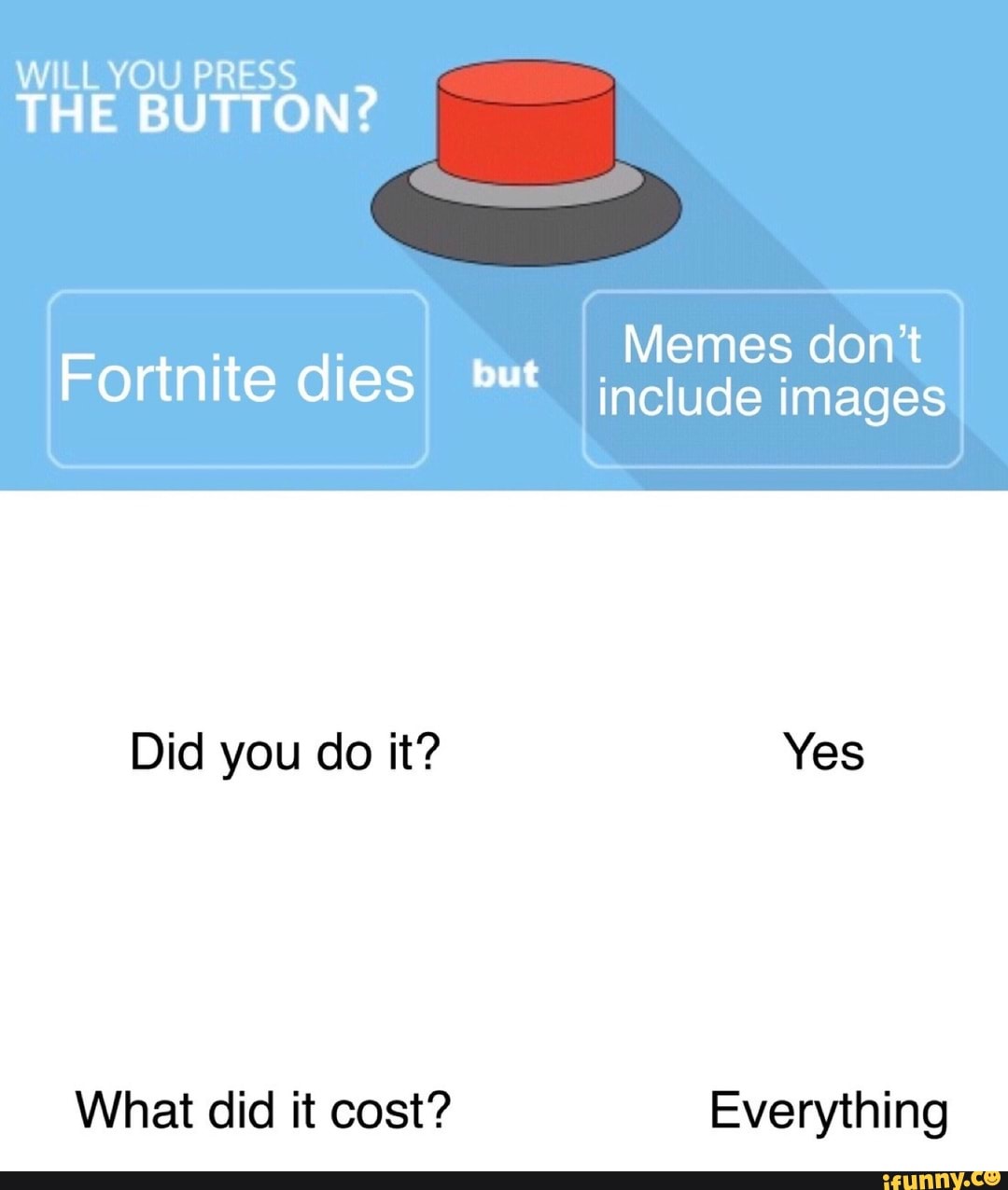 Will You Press The Button Memes Don T Fortnite Dies ª Ifunny