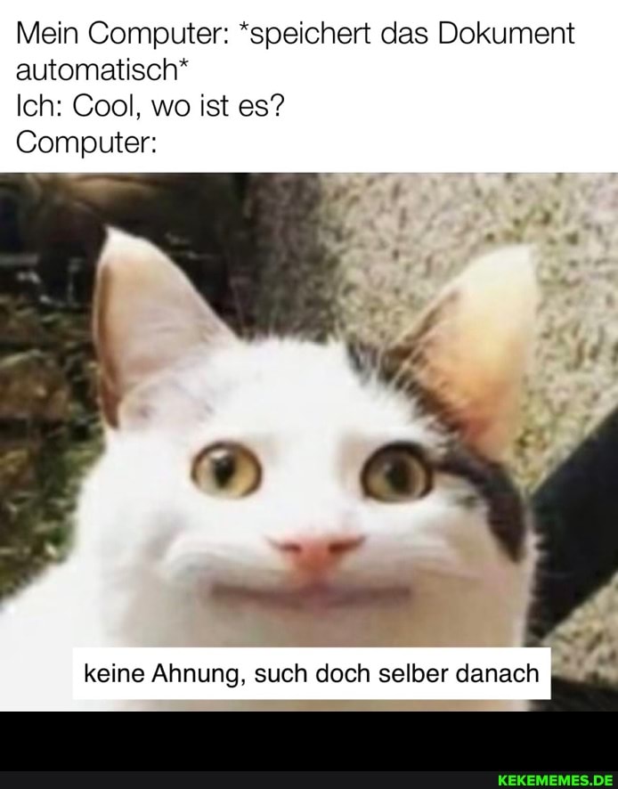 Mein Computer: *speichert das Dokument automatisch*
Ich: Cool, wo ist es?
Computer:
keine Ahnung, such doch selber danach -