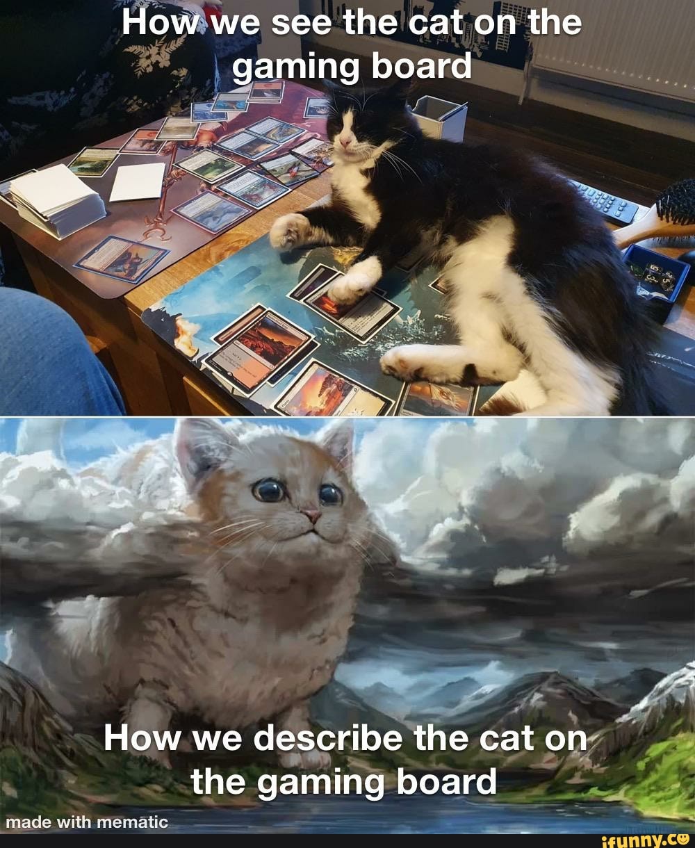 Howiwe see the cat on the
FE, gaming board
How we describe he cat on
he
the
gaming board
om