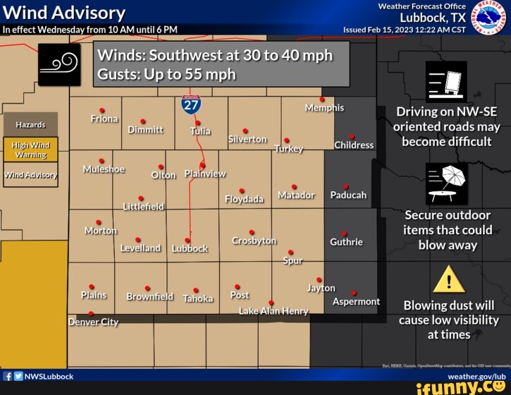 Wind Advisory In effect Wednesday from 10 AM until 6 PM Gusts; Up ...