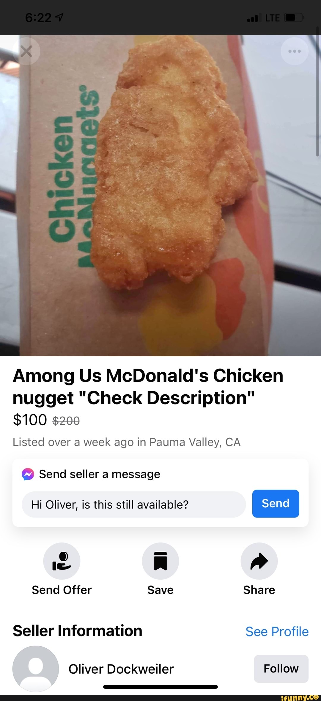 Among Us McDonald's Chicken nugget 