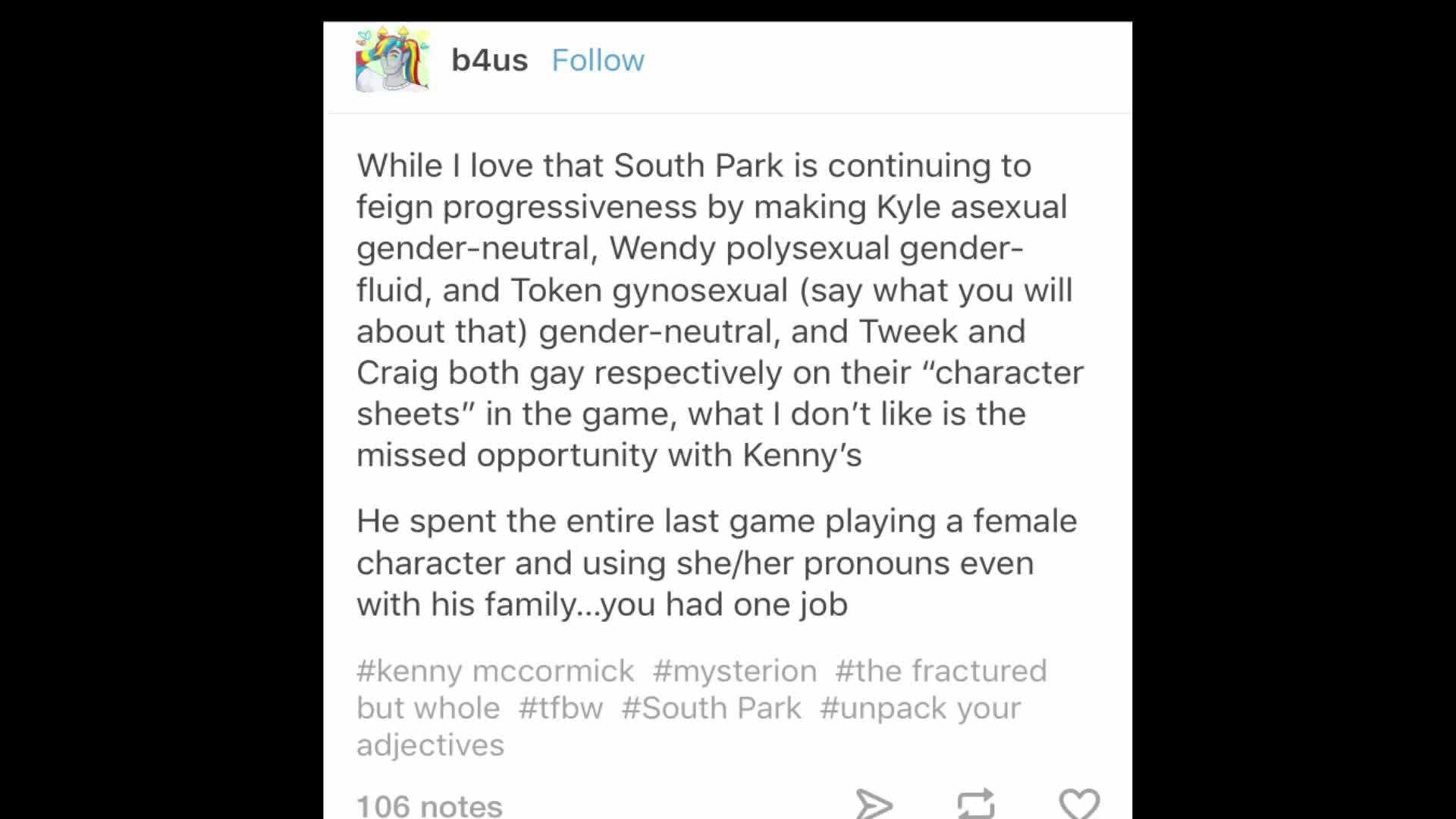south park fractured but whole gender