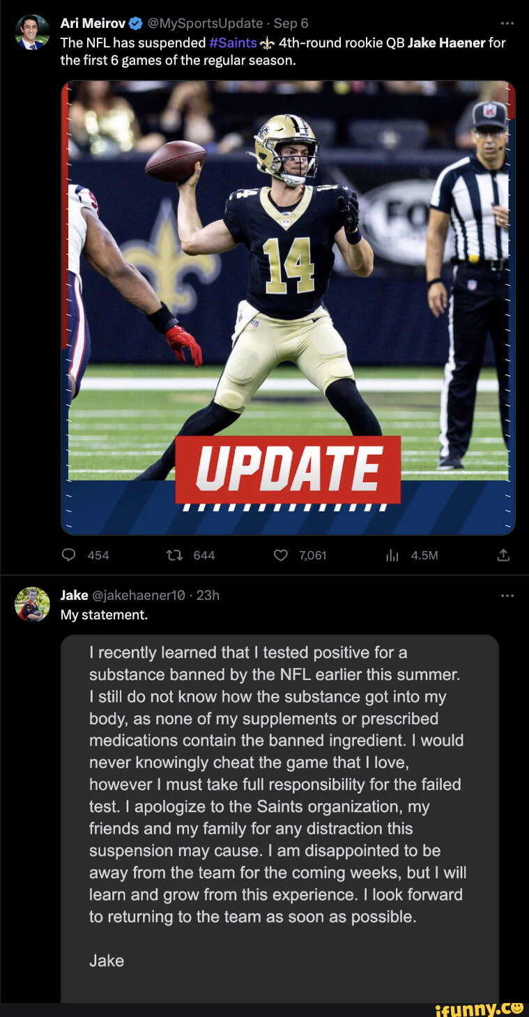 New Orleans Saints Rookie Jake Haener Reacts To Suspension