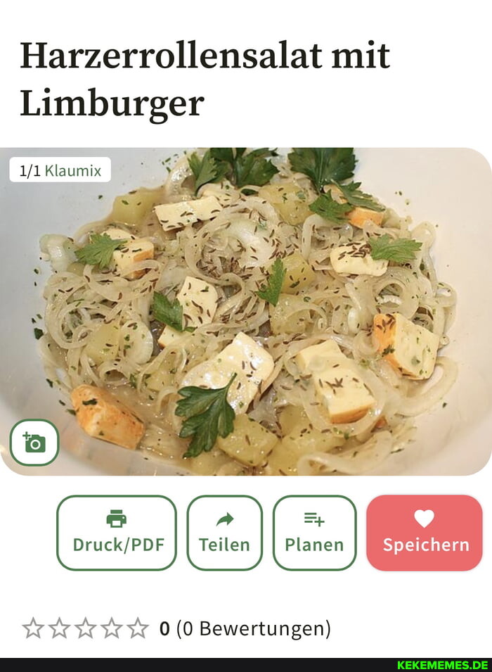 Harzerrollensalat mit Limburger Teilen Speichern