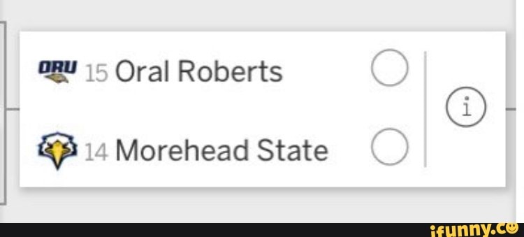 15 Oral Roberts O
14 Morehead State