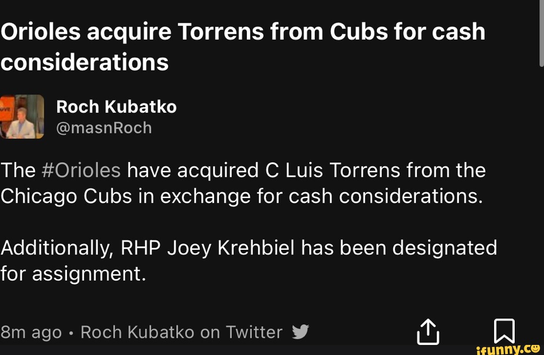 Orioles acquire catcher Luis Torrens from Cubs for cash - The San Diego  Union-Tribune