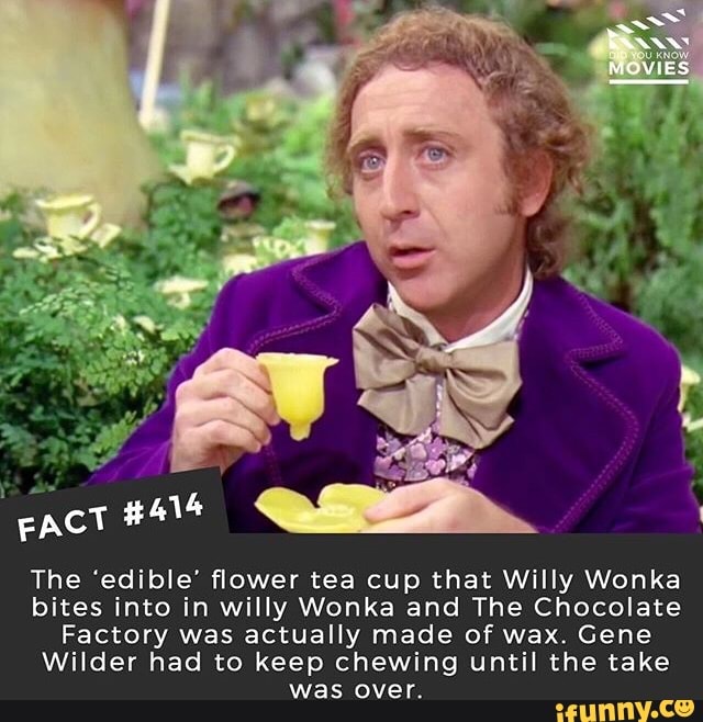 The ‘edible ﬂower Tea Cup That Willy Wonka Bites Into In Willy Wonka And The Chocolate Factory