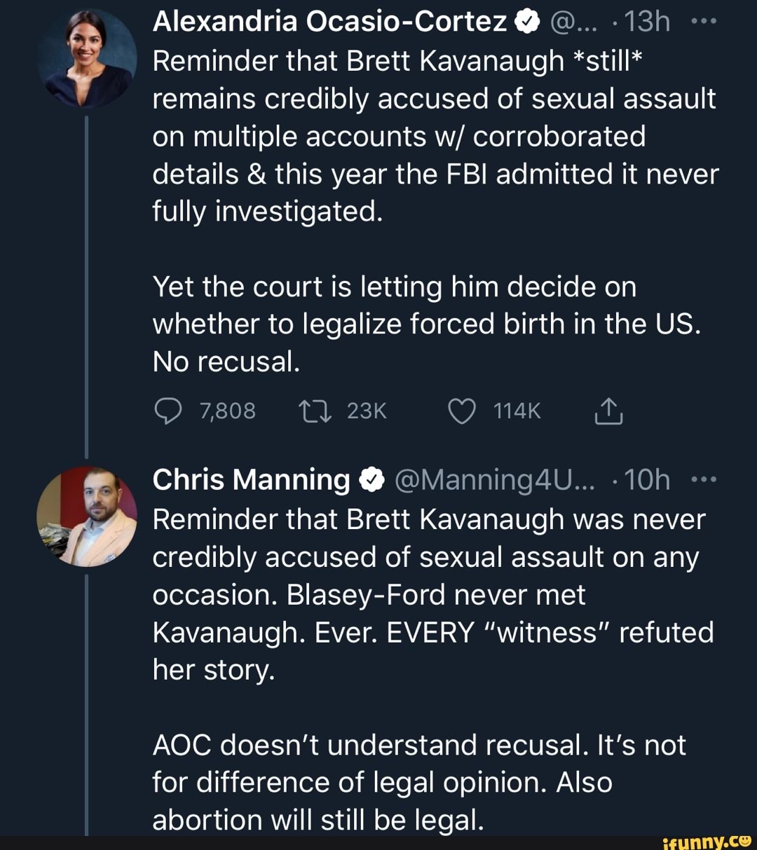 Alexandria Ocasio-Cortez @ Reminder that Brett Kavanaugh *still ...