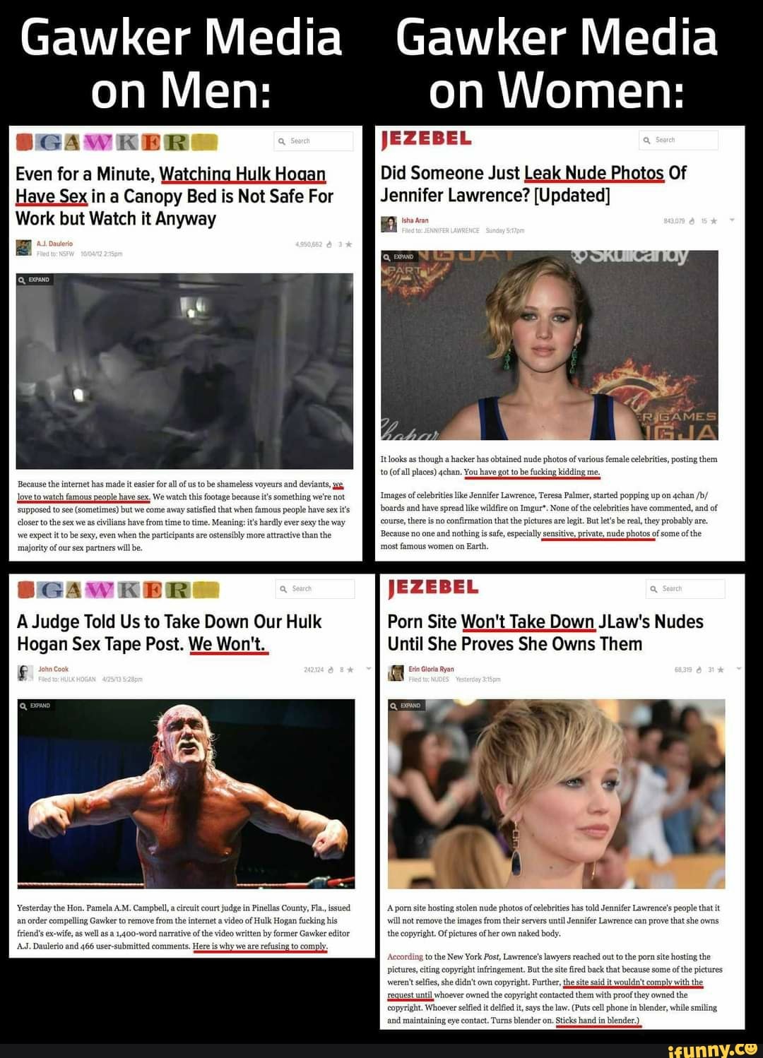 Jennifer Lawrence Sex Tape - Gawker Media on Men: BGAWKER Even for a Minute, Have Sex in a Canopy Bed is