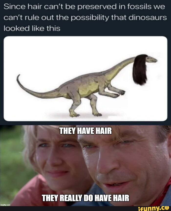 Since hair can't be preserved in fossils we can't rule out the ...