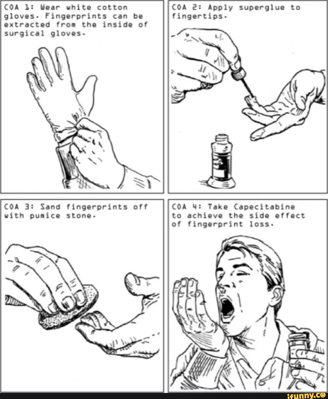 COA 1 Wear white cotton gloves Fingerprints can be extracted from the