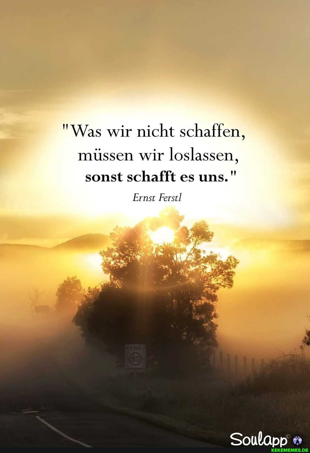 "Was wir nicht schaffen,
müssen wir loslassen, sonst schafft es uns."
Ernst Ferse)
Soulapp
