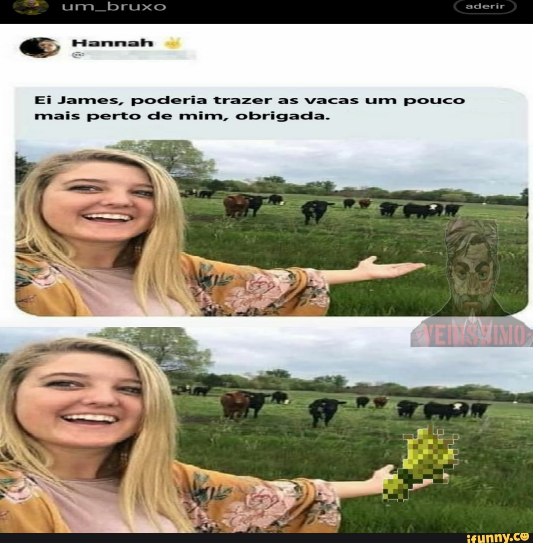 um. bruxo
Ei James, poderia trazer as vacas um pouco mais perto de mim, obrigada.