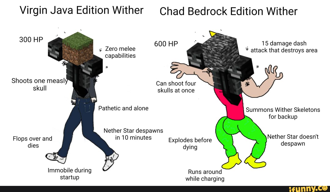 Virgin Java Edition Wither 300 HP Zero melee capabilities Shoots one